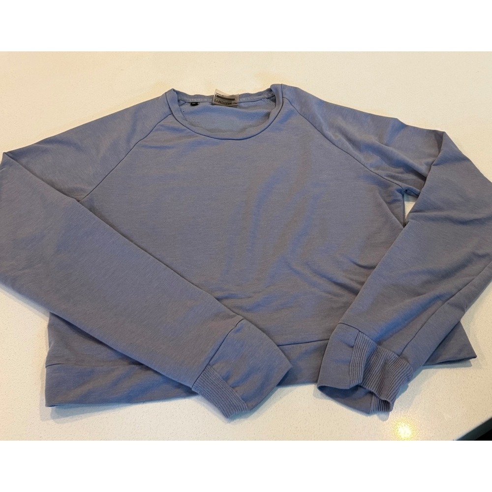 Gymshark Womens Cropped Long Sleeve Sweatshirt Blue Purple Small Raglan Crew